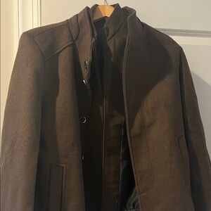 BRAND NEW - United Gentleman - Men's Dark Brown Wool Blend Stand-Collar Coat